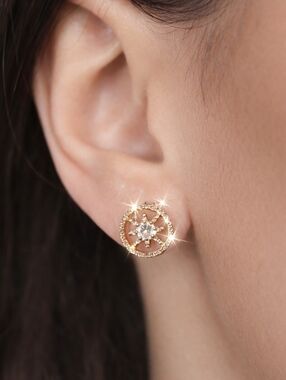 Rose Gold Filigree Circle Stud Earrings – Elegant Women’s Fashion Jewelry
